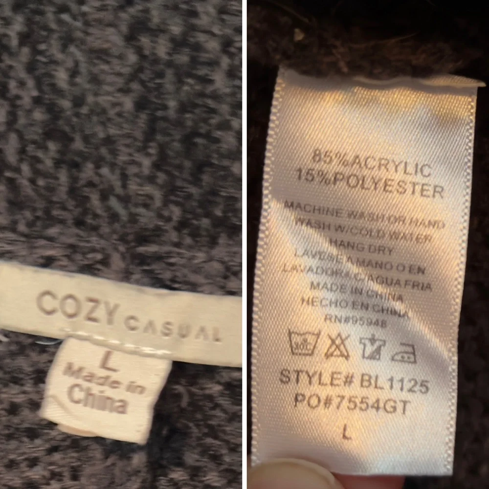 COZY CASUAL Chunky Cocoon Cardigan Open Front Woven Sweater Dark Brown & Black